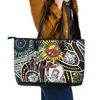 NAIDOC 50 Years of Deadly Personalised Leather Tote Bag Aboriginal Dot Art