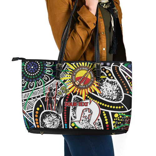 NAIDOC 50 Years of Deadly Personalised Leather Tote Bag Aboriginal Dot Art