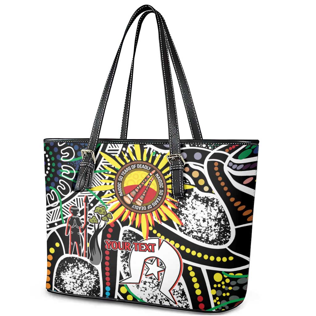 NAIDOC 50 Years of Deadly Personalised Leather Tote Bag Aboriginal Dot Art
