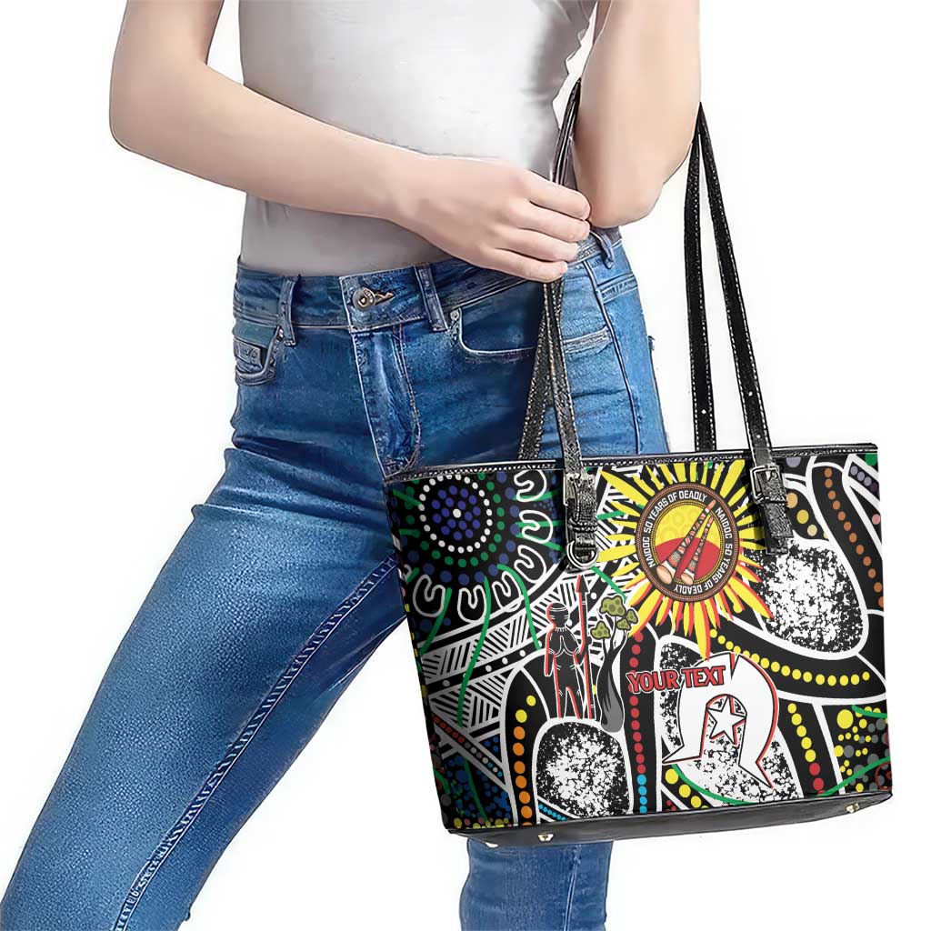 NAIDOC 50 Years of Deadly Personalised Leather Tote Bag Aboriginal Dot Art