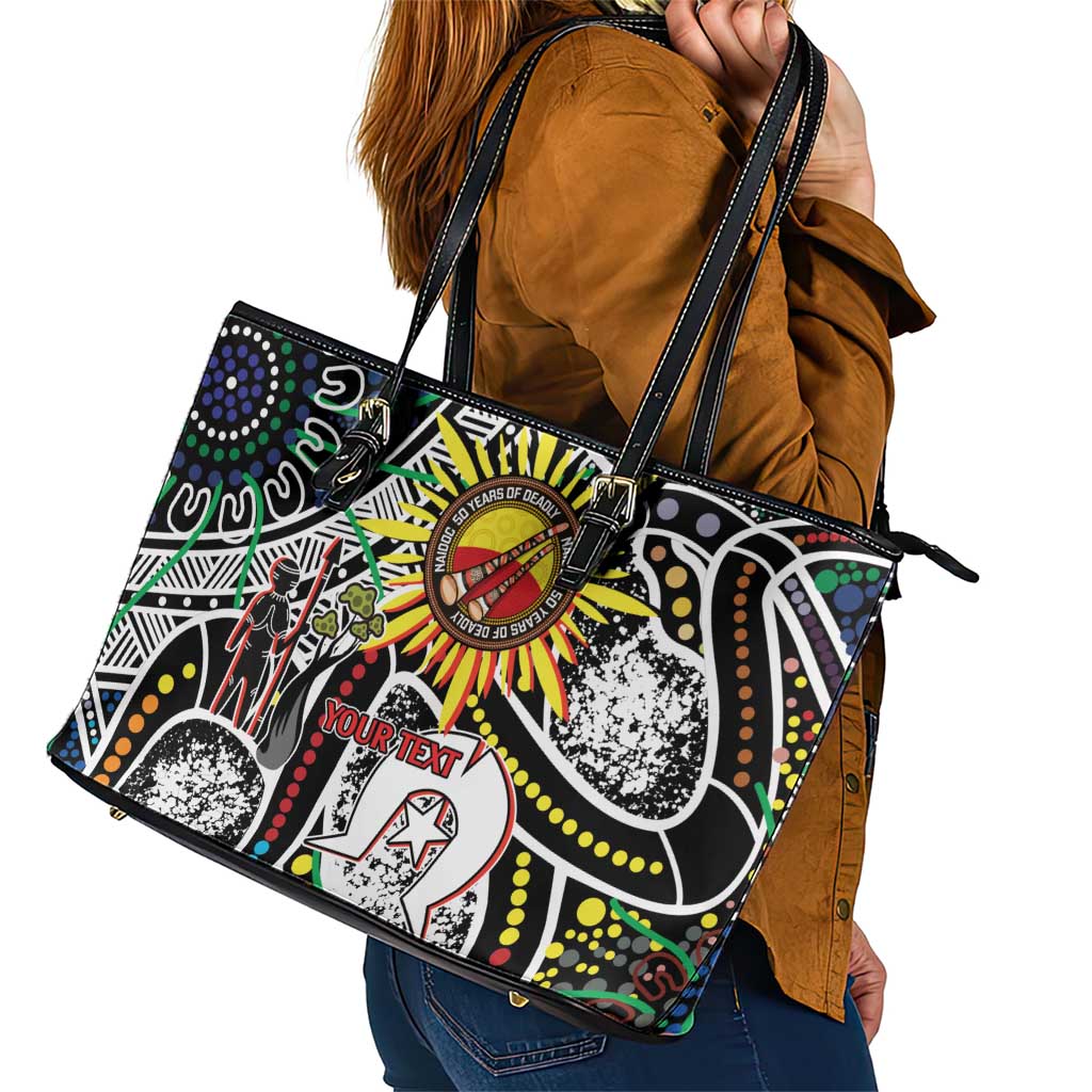 NAIDOC 50 Years of Deadly Personalised Leather Tote Bag Aboriginal Dot Art