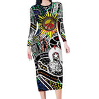 NAIDOC 50 Years of Deadly Personalised Long Sleeve Bodycon Dress Aboriginal Dot Art