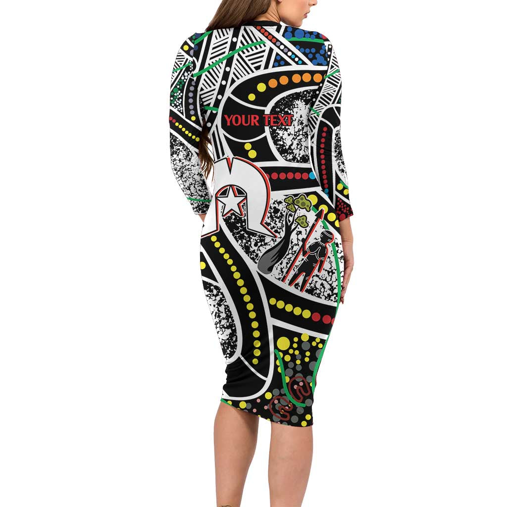 NAIDOC 50 Years of Deadly Personalised Long Sleeve Bodycon Dress Aboriginal Dot Art