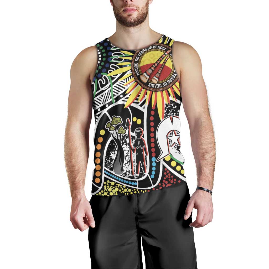 NAIDOC 50 Years of Deadly Personalised Men Tank Top Aboriginal Dot Art