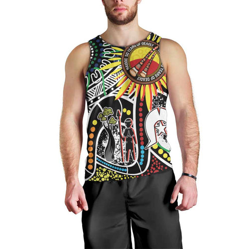 NAIDOC 50 Years of Deadly Personalised Men Tank Top Aboriginal Dot Art