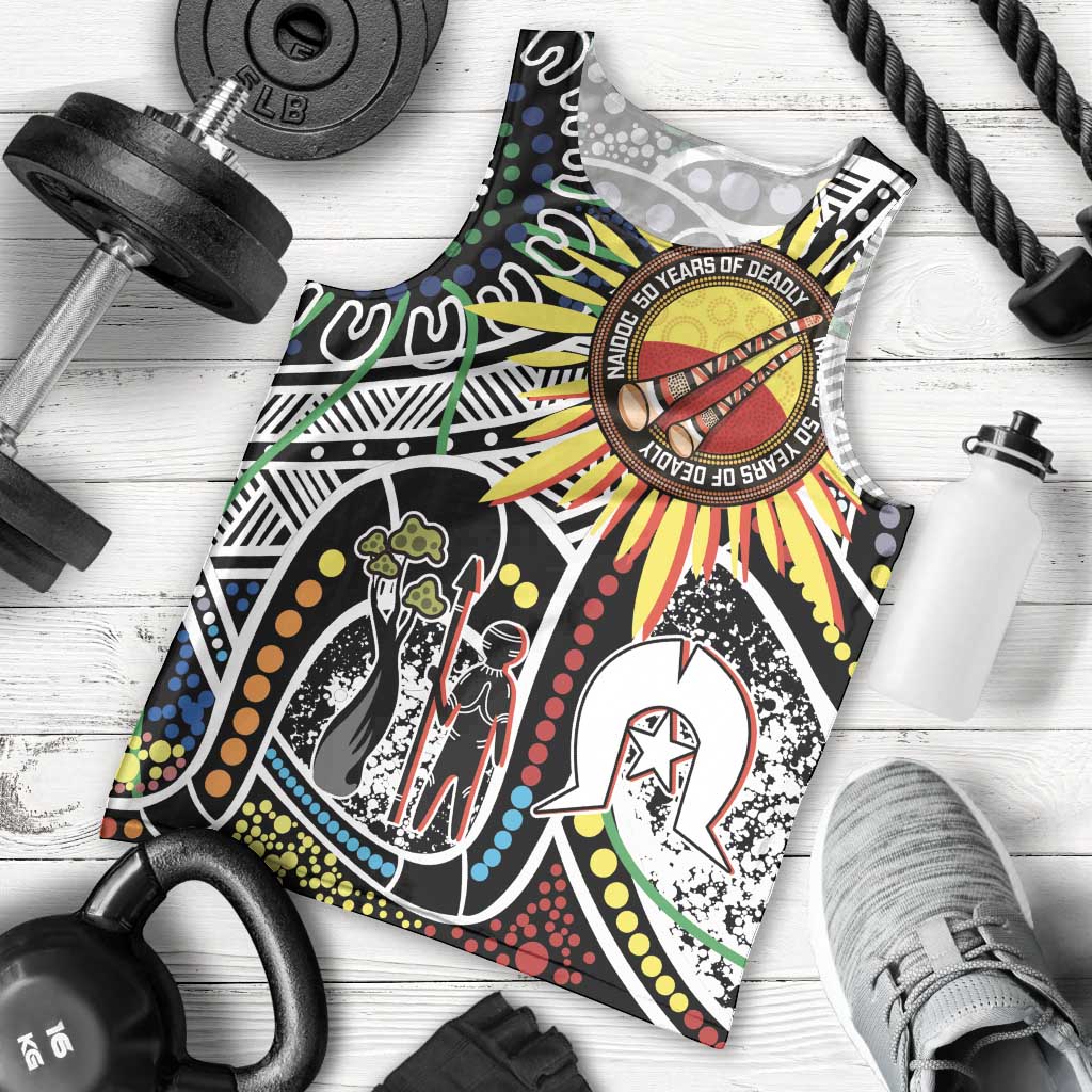 NAIDOC 50 Years of Deadly Personalised Men Tank Top Aboriginal Dot Art