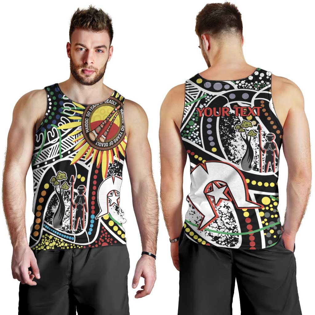 NAIDOC 50 Years of Deadly Personalised Men Tank Top Aboriginal Dot Art