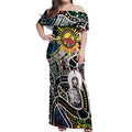 NAIDOC 50 Years of Deadly Personalised Off Shoulder Maxi Dress Aboriginal Dot Art
