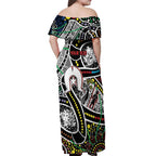 NAIDOC 50 Years of Deadly Personalised Off Shoulder Maxi Dress Aboriginal Dot Art