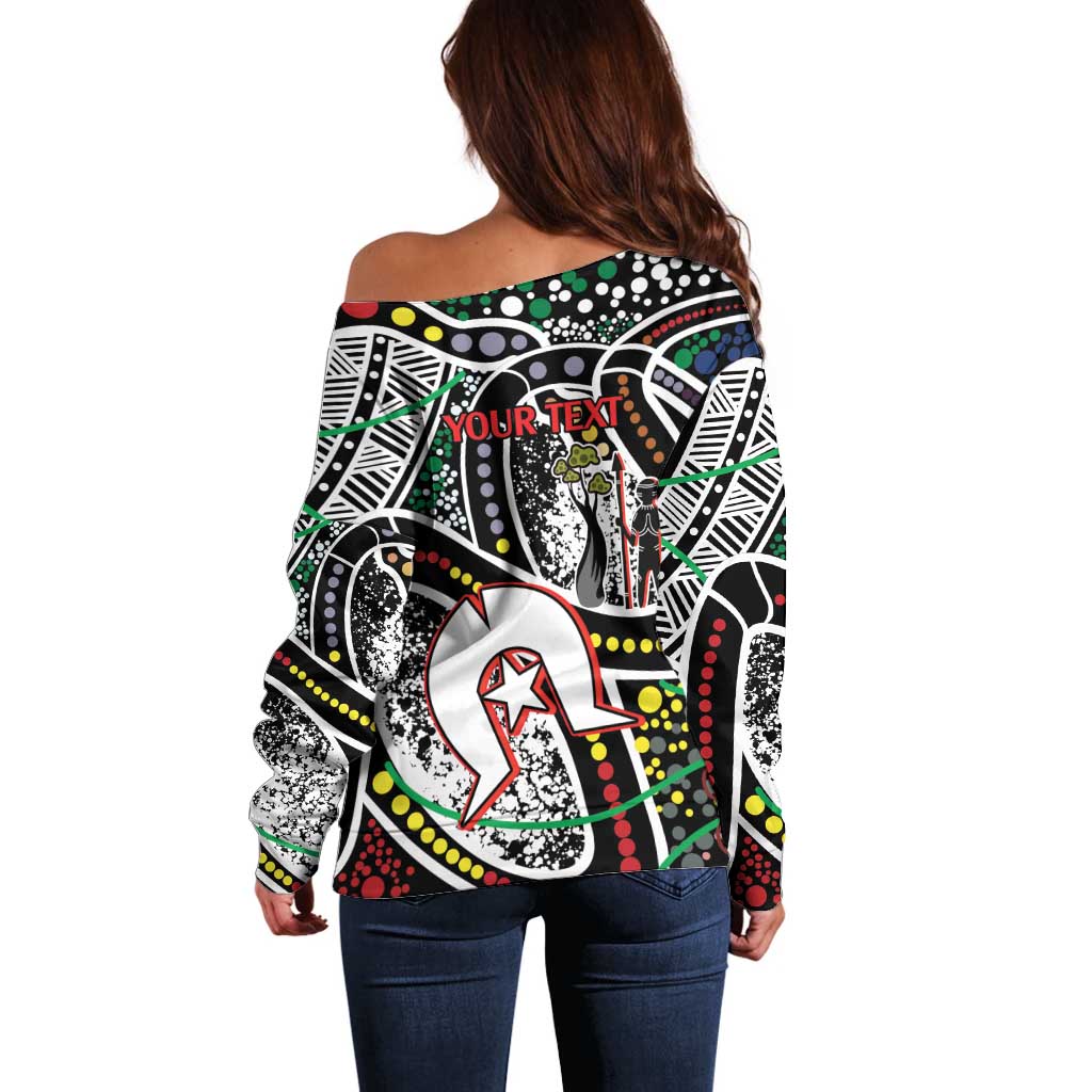 NAIDOC 50 Years of Deadly Personalised Off Shoulder Sweater Aboriginal Dot Art