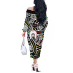 NAIDOC 50 Years of Deadly Personalised Off The Shoulder Long Sleeve Dress Aboriginal Dot Art