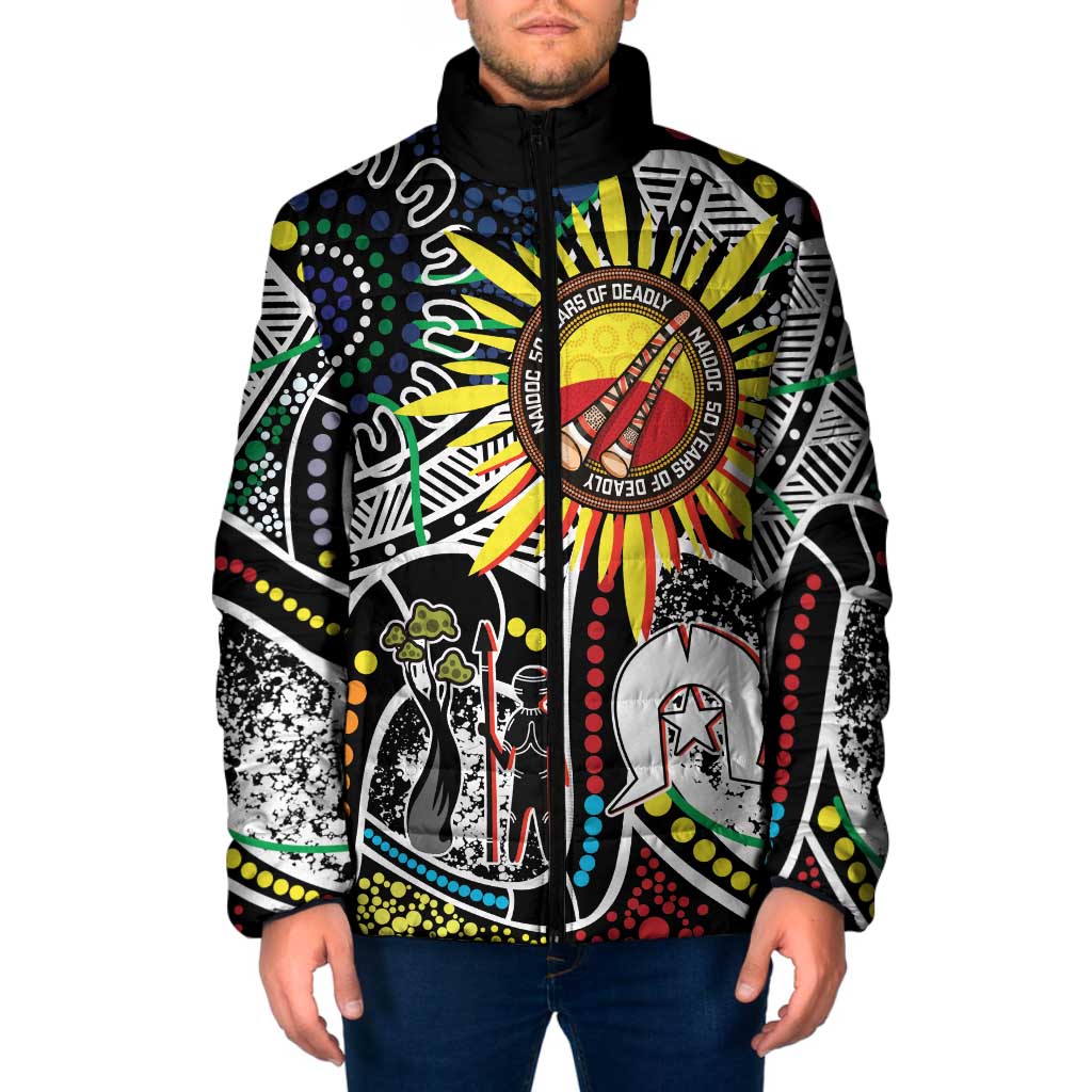 NAIDOC 50 Years of Deadly Personalised Padded Jacket Aboriginal Dot Art