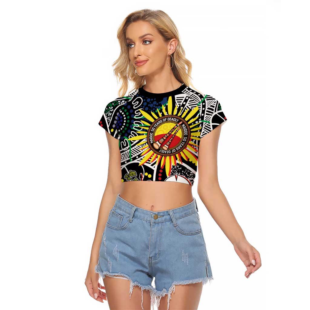 NAIDOC 50 Years of Deadly Personalised Raglan Cropped T Shirt Aboriginal Dot Art