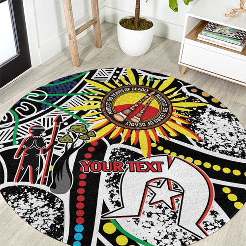 NAIDOC 50 Years of Deadly Personalised Round Carpet Aboriginal Dot Art