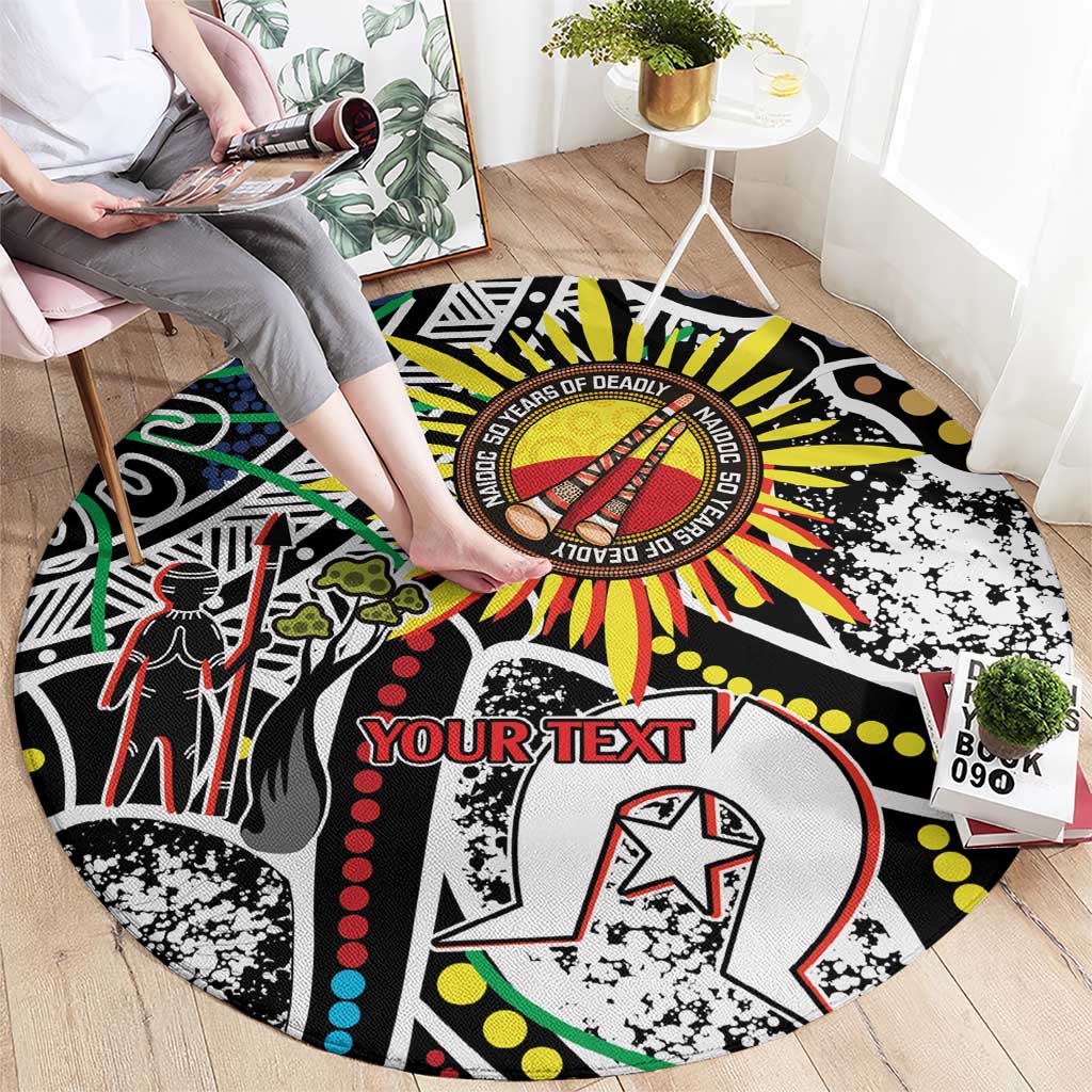 NAIDOC 50 Years of Deadly Personalised Round Carpet Aboriginal Dot Art