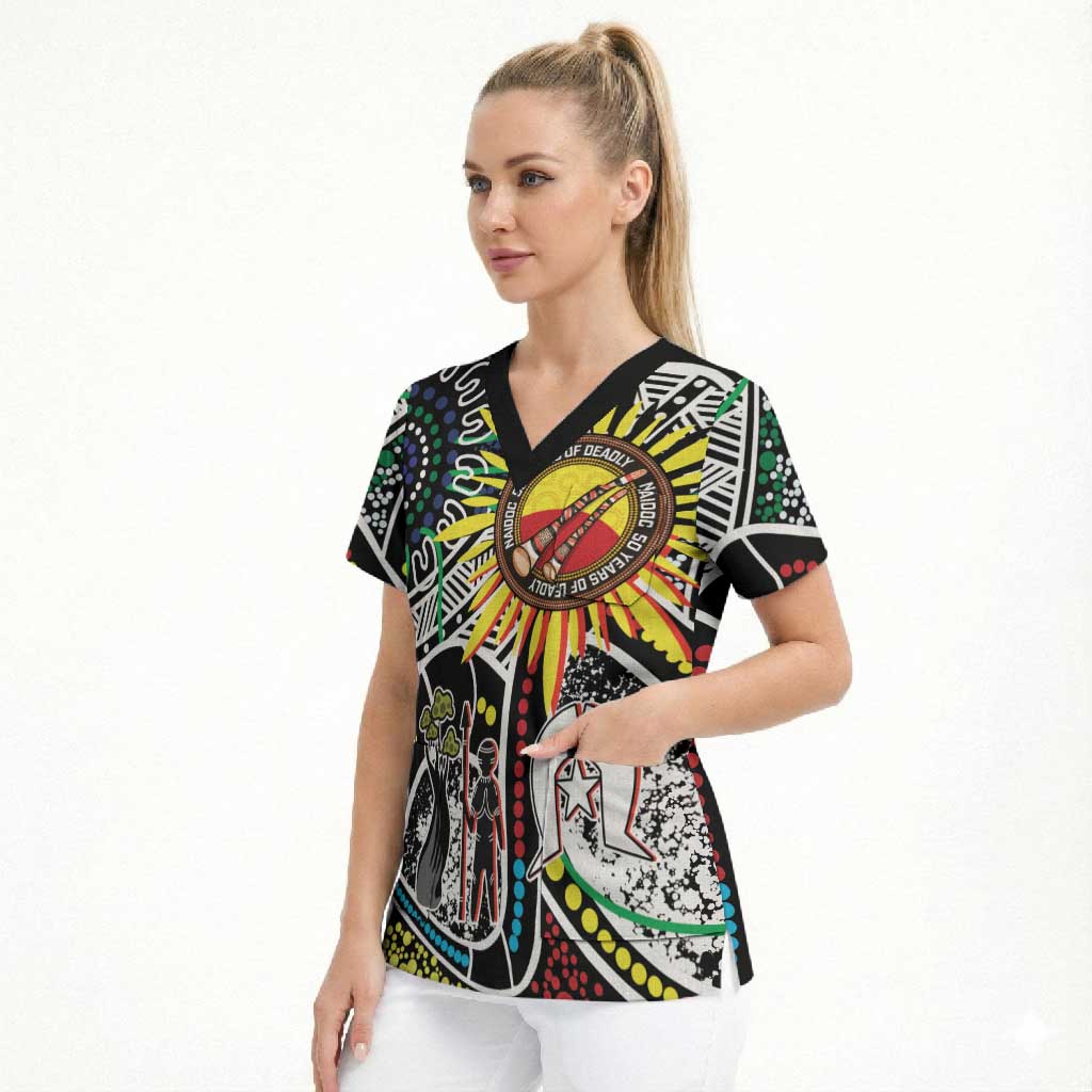NAIDOC 50 Years of Deadly Personalised Scrub Top Aboriginal Dot Art