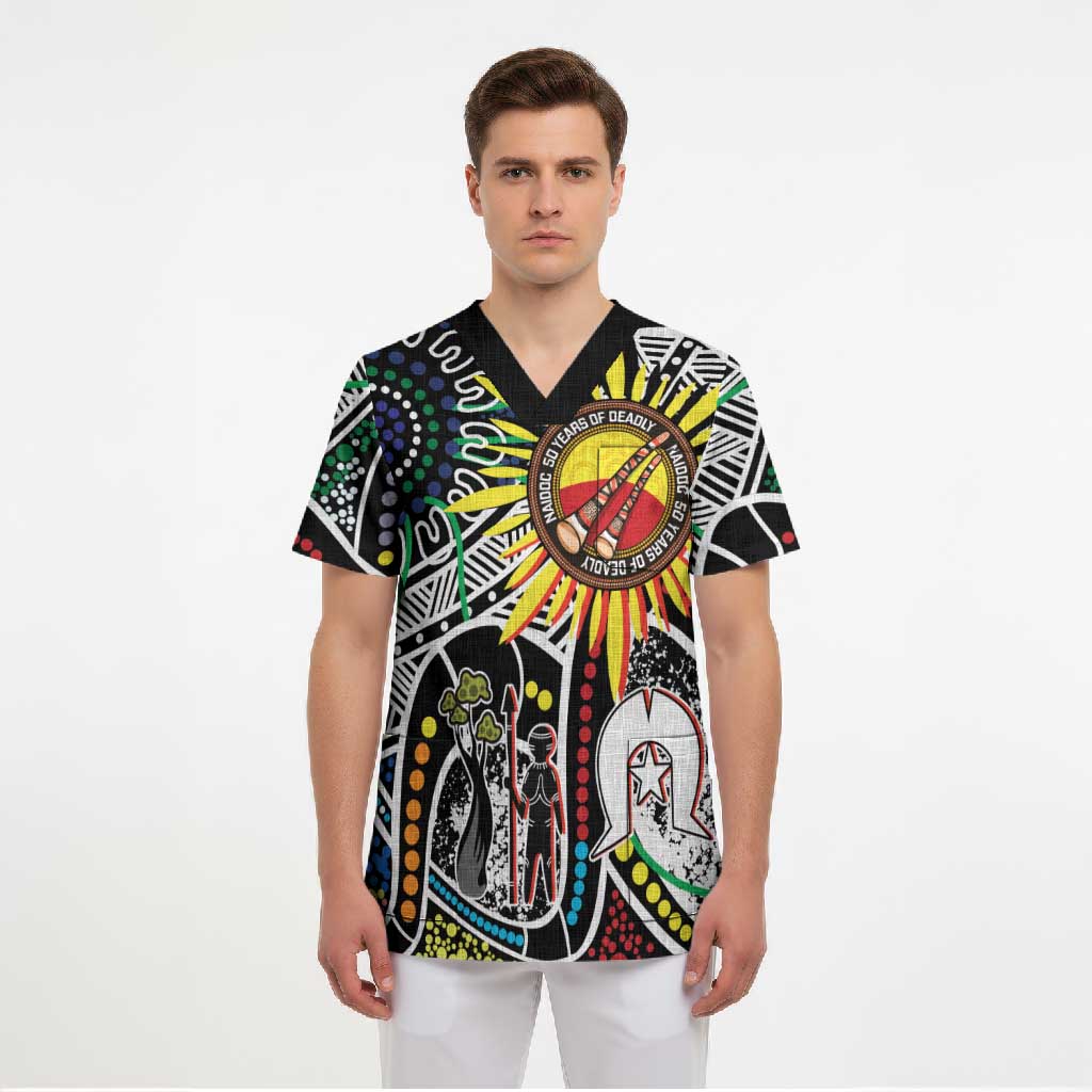 NAIDOC 50 Years of Deadly Personalised Scrub Top Aboriginal Dot Art
