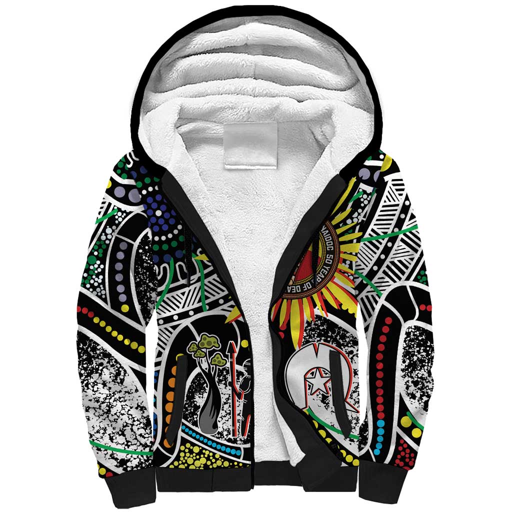 NAIDOC 50 Years of Deadly Personalised Sherpa Hoodie Aboriginal Dot Art