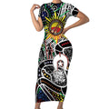 NAIDOC 50 Years of Deadly Personalised Short Sleeve Bodycon Dress Aboriginal Dot Art