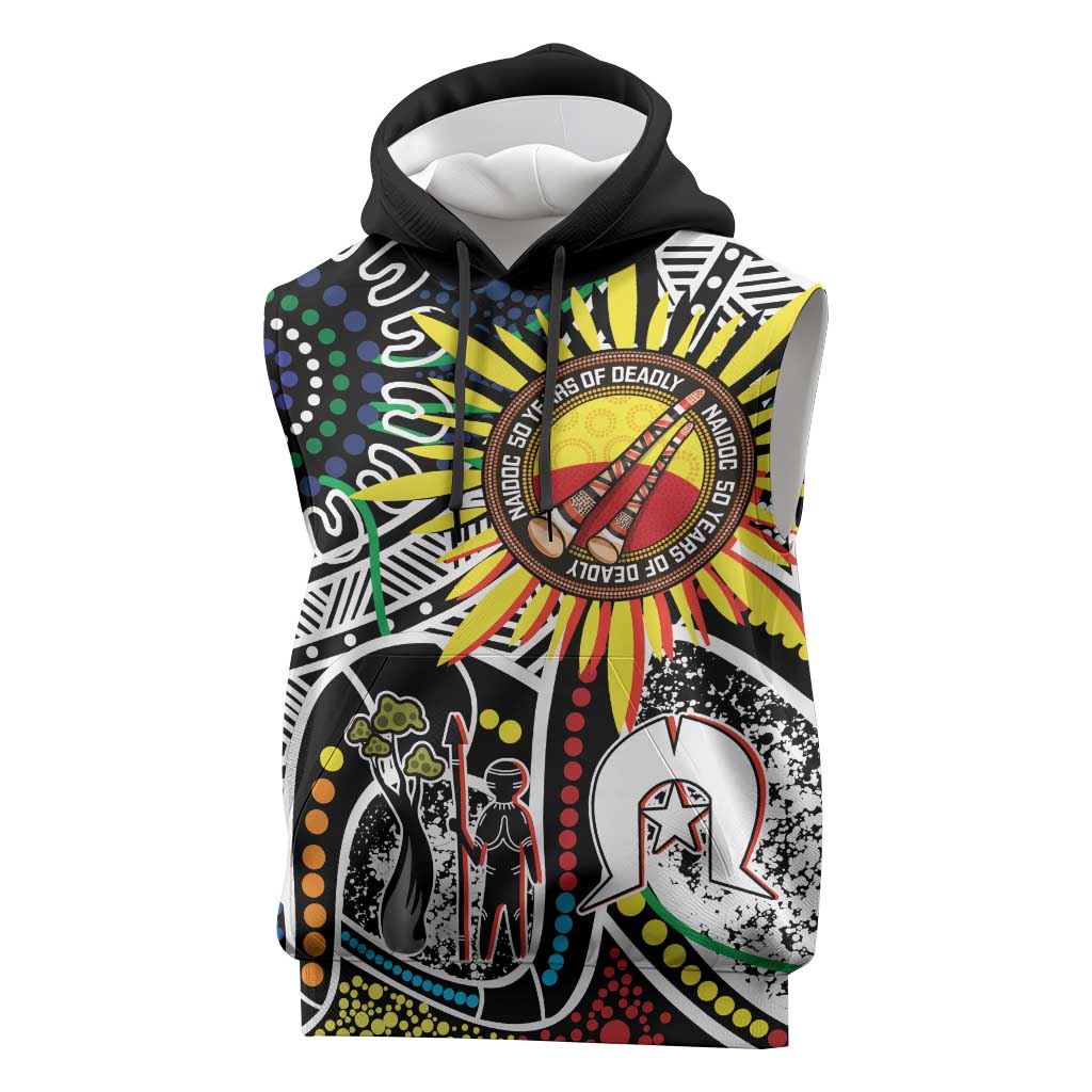 NAIDOC 50 Years of Deadly Personalised Sleeveless Hoodie Aboriginal Dot Art