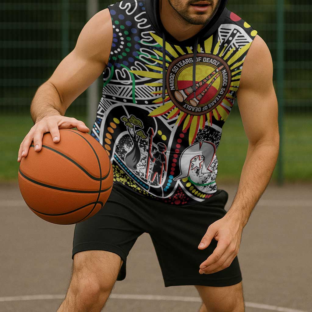 NAIDOC 50 Years of Deadly Personalised Sleeveless Hoodie Aboriginal Dot Art