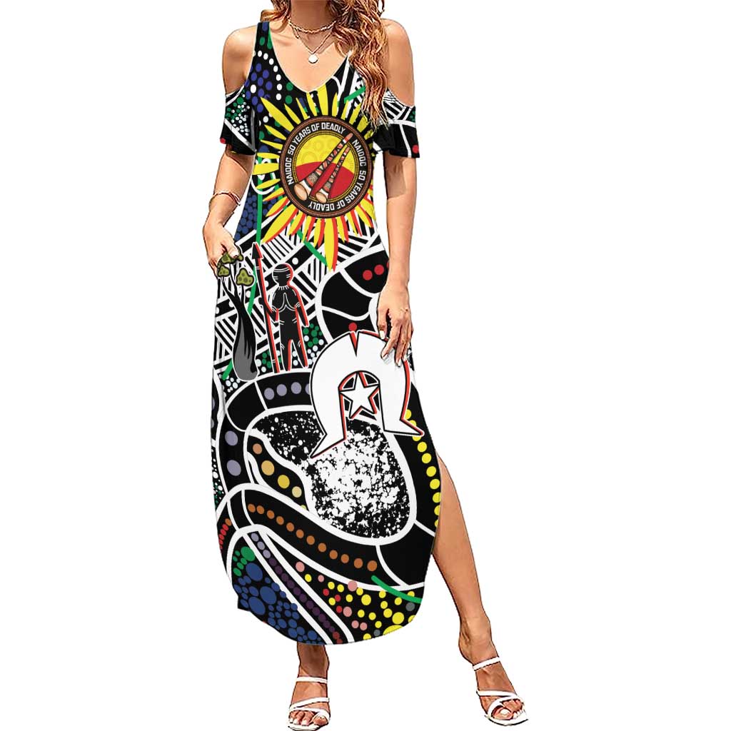 NAIDOC 50 Years of Deadly Personalised Summer Maxi Dress Aboriginal Dot Art