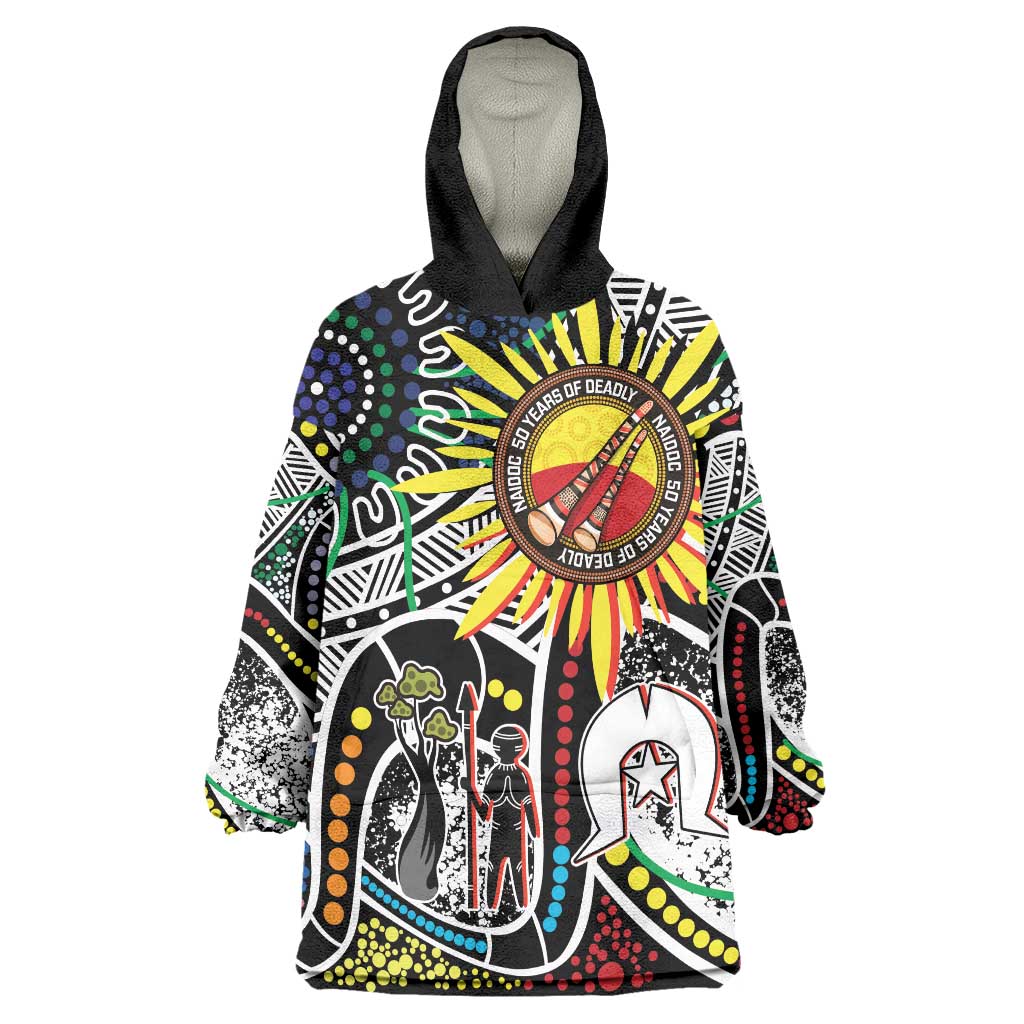 NAIDOC 50 Years of Deadly Personalised Wearable Blanket Hoodie Aboriginal Dot Art