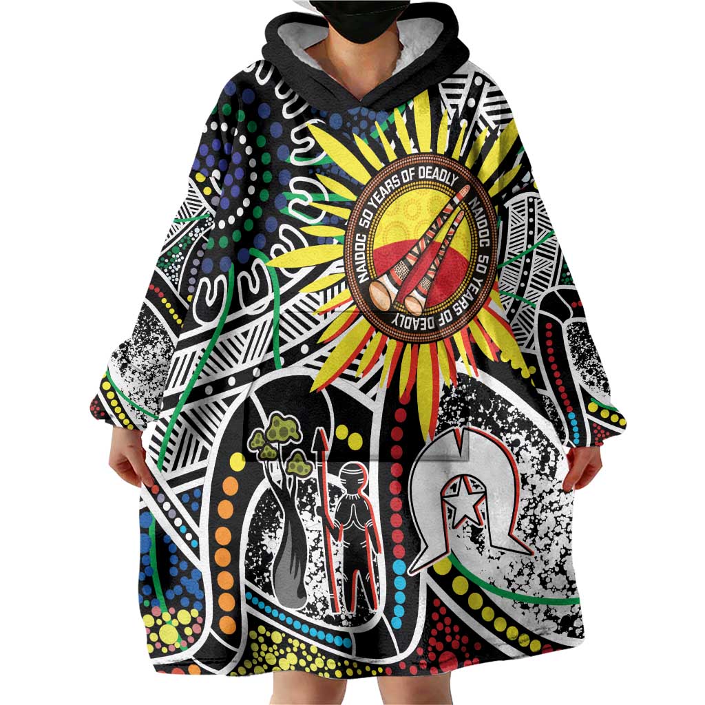 NAIDOC 50 Years of Deadly Personalised Wearable Blanket Hoodie Aboriginal Dot Art