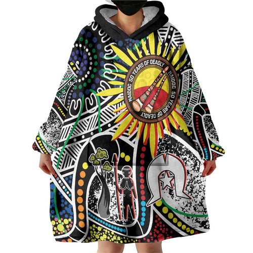 NAIDOC 50 Years of Deadly Personalised Wearable Blanket Hoodie Aboriginal Dot Art