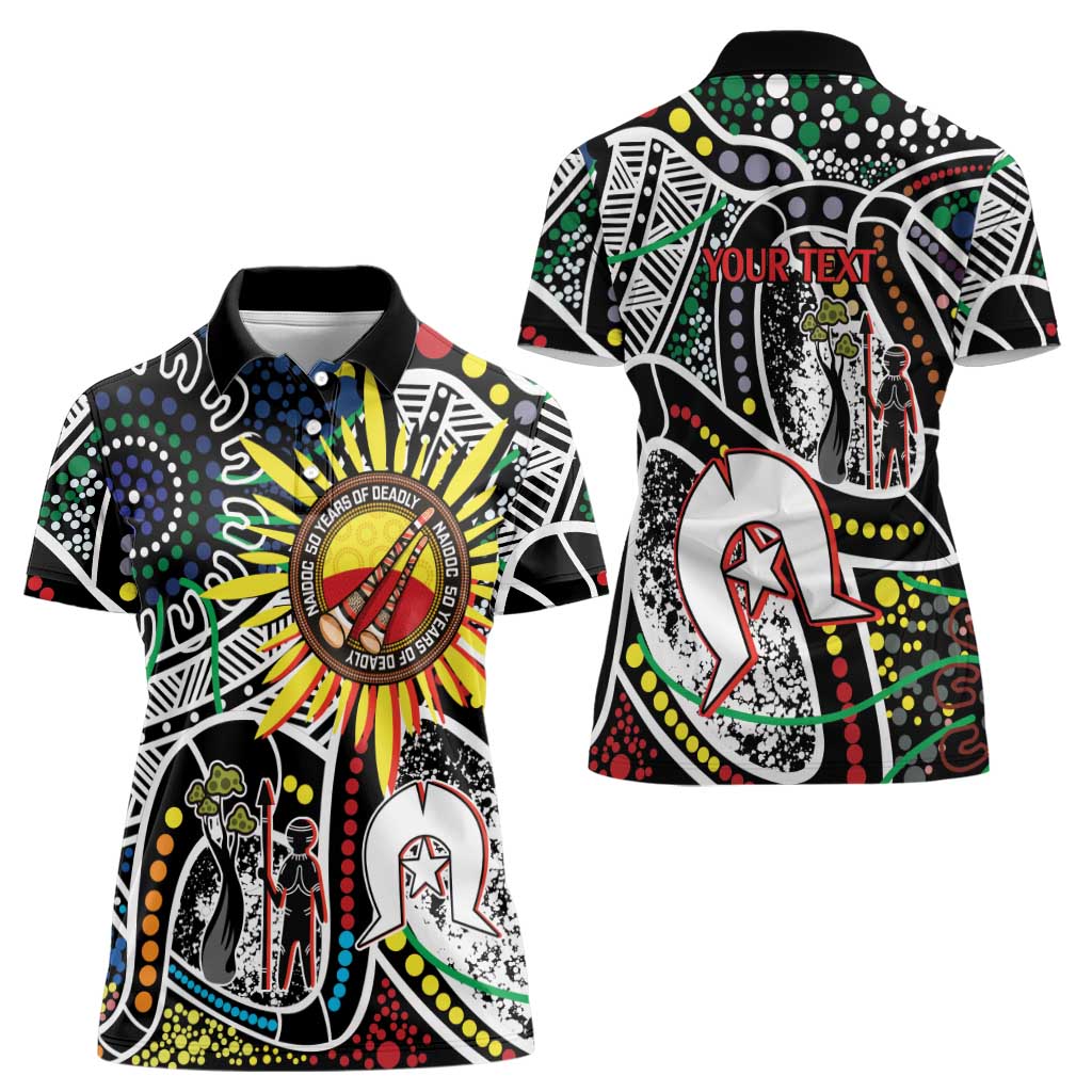 NAIDOC 50 Years of Deadly Personalised Women Polo Shirt Aboriginal Dot Art