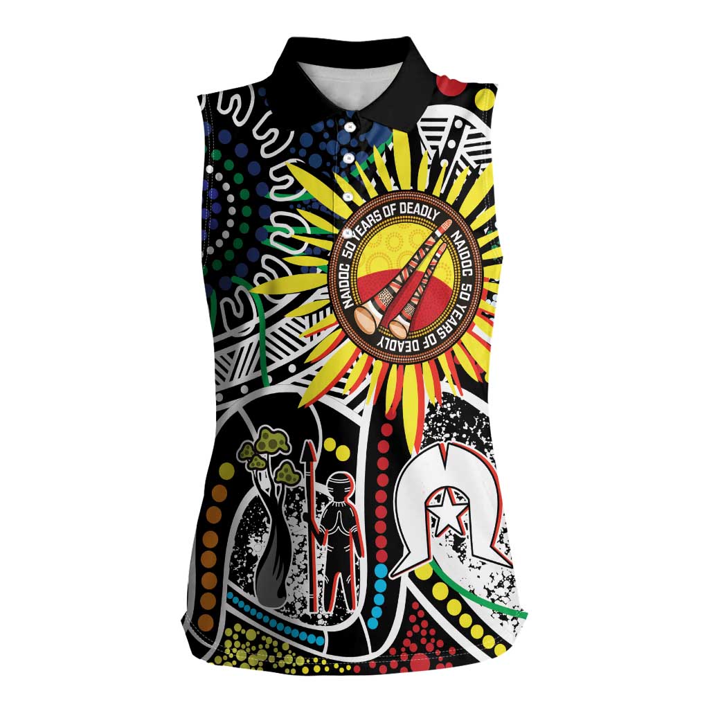 NAIDOC 50 Years of Deadly Personalised Women Sleeveless Polo Shirt Aboriginal Dot Art