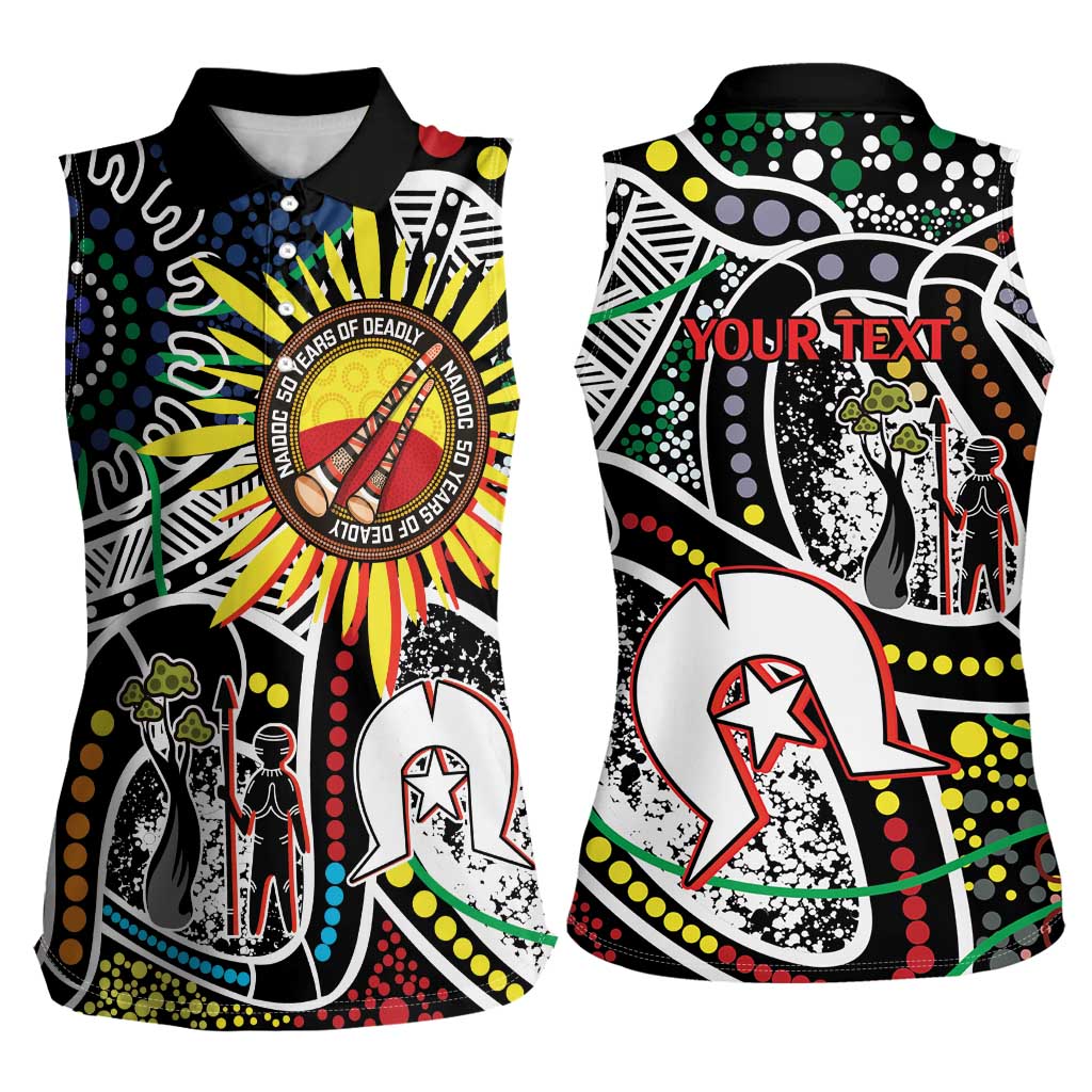 NAIDOC 50 Years of Deadly Personalised Women Sleeveless Polo Shirt Aboriginal Dot Art