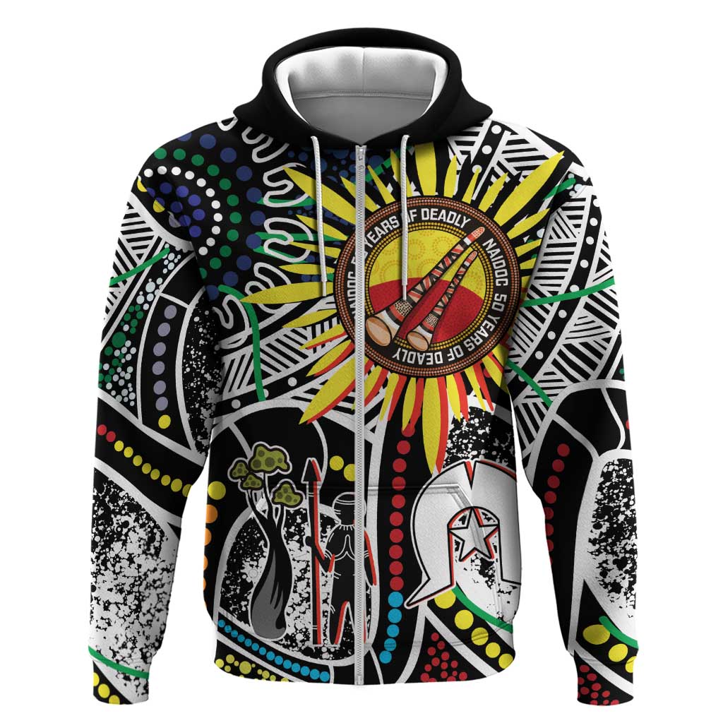 NAIDOC 50 Years of Deadly Personalised Zip Hoodie Aboriginal Dot Art