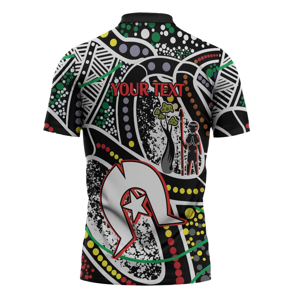 NAIDOC 50 Years of Deadly Personalised Zipper Polo Shirt Aboriginal Dot Art