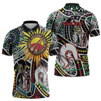 NAIDOC 50 Years of Deadly Personalised Zipper Polo Shirt Aboriginal Dot Art