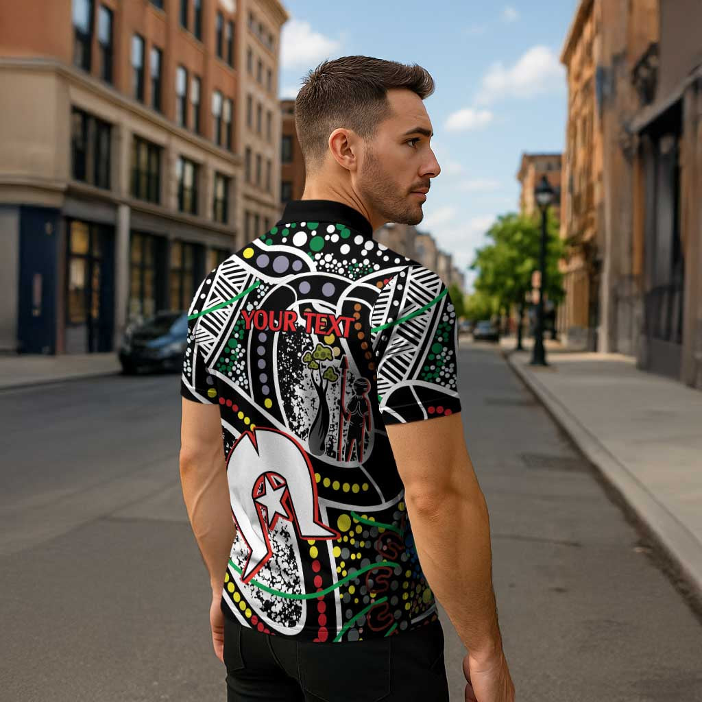 NAIDOC 50 Years of Deadly Personalised Zipper Polo Shirt Aboriginal Dot Art