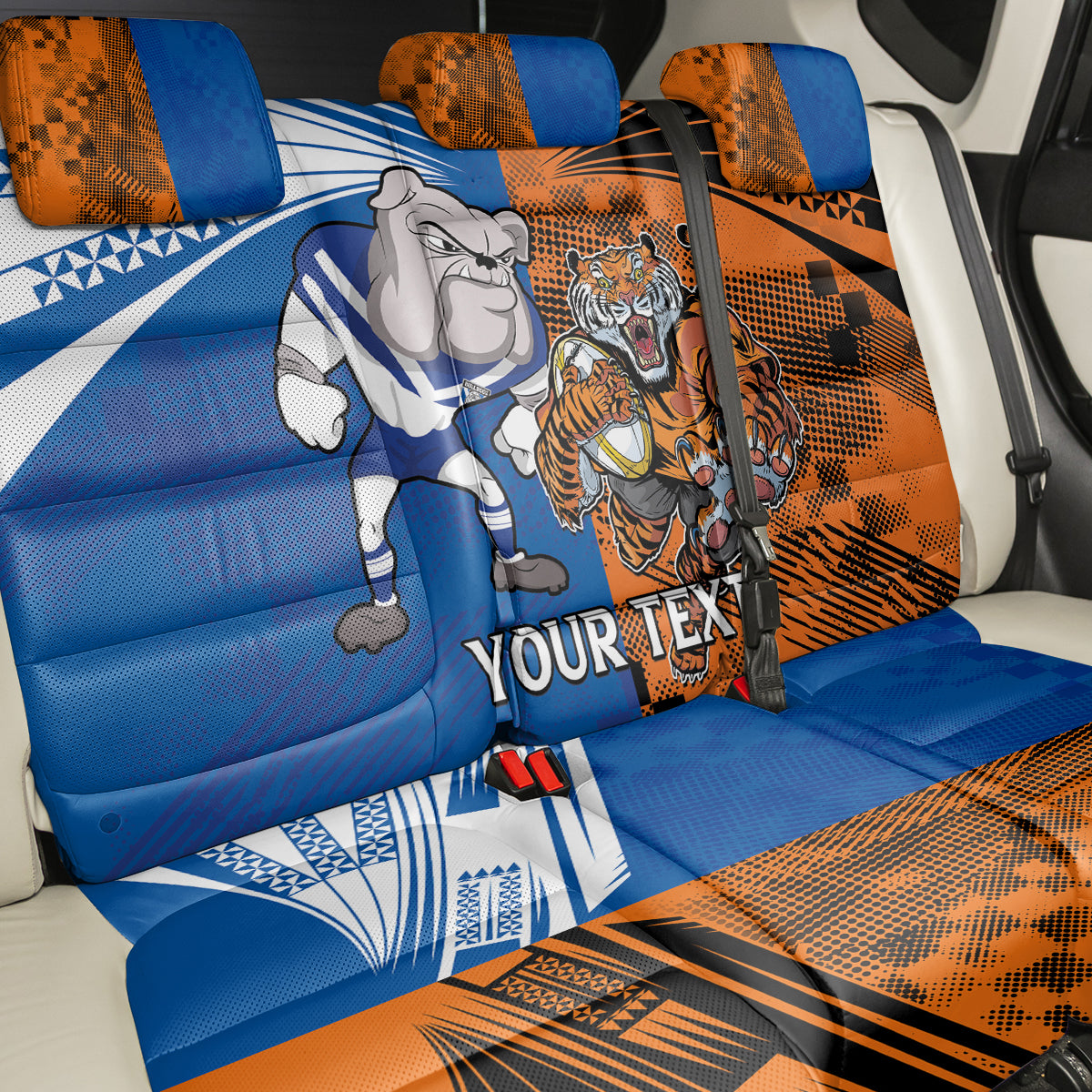 Custom Bulldogs and Tigers Back Car Seat Cover Rugby Mascot With Sporty Style