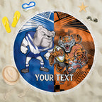 Custom Bulldogs and Tigers Beach Blanket Rugby Mascot With Sporty Style