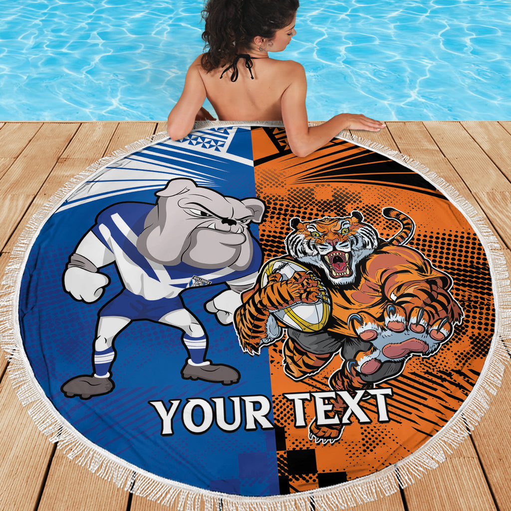 Custom Bulldogs and Tigers Beach Blanket Rugby Mascot With Sporty Style