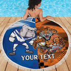 Custom Bulldogs and Tigers Beach Blanket Rugby Mascot With Sporty Style