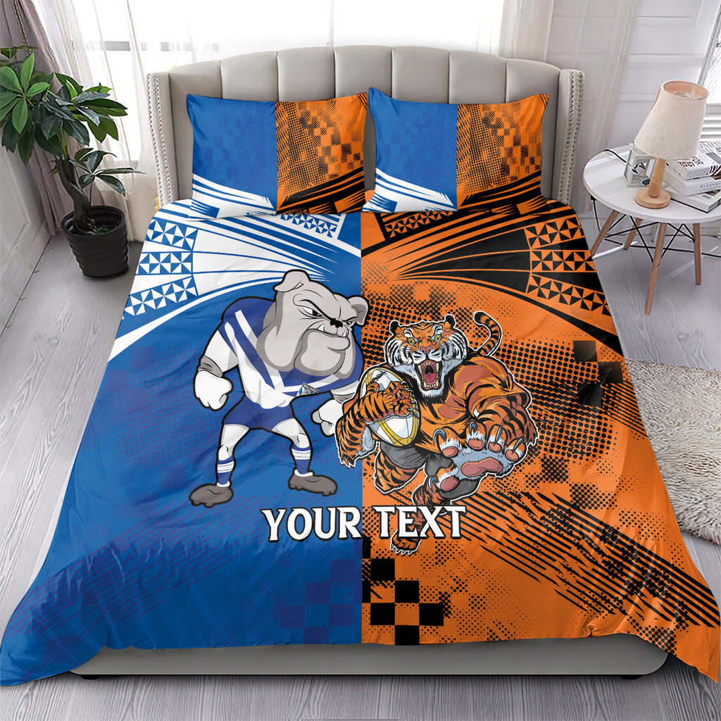 Custom Bulldogs and Tigers Bedding Set Rugby Mascot With Sporty Style