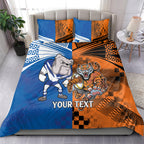 Custom Bulldogs and Tigers Bedding Set Rugby Mascot With Sporty Style