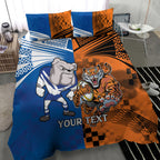 Custom Bulldogs and Tigers Bedding Set Rugby Mascot With Sporty Style