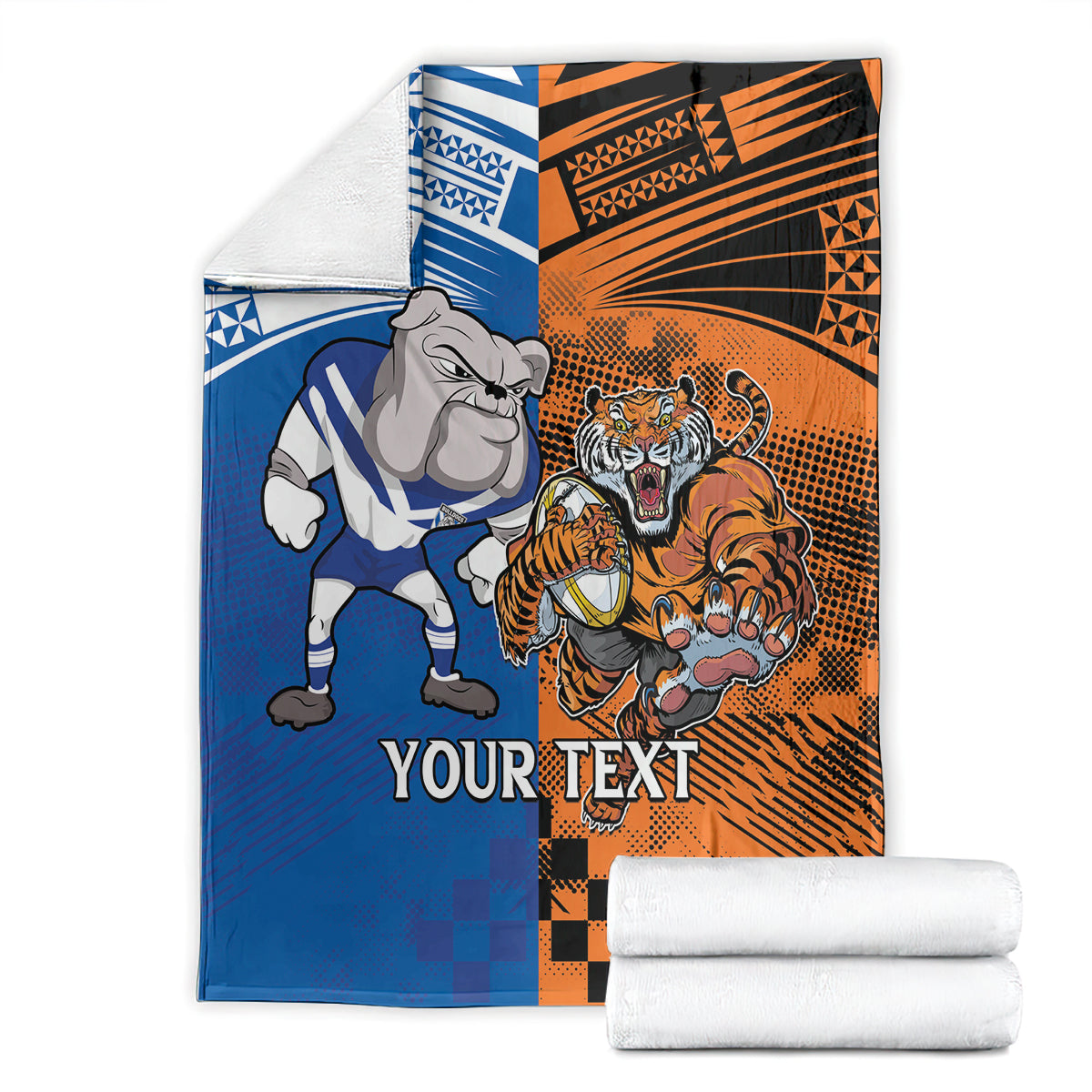 Custom Bulldogs and Tigers Blanket Rugby Mascot With Sporty Style