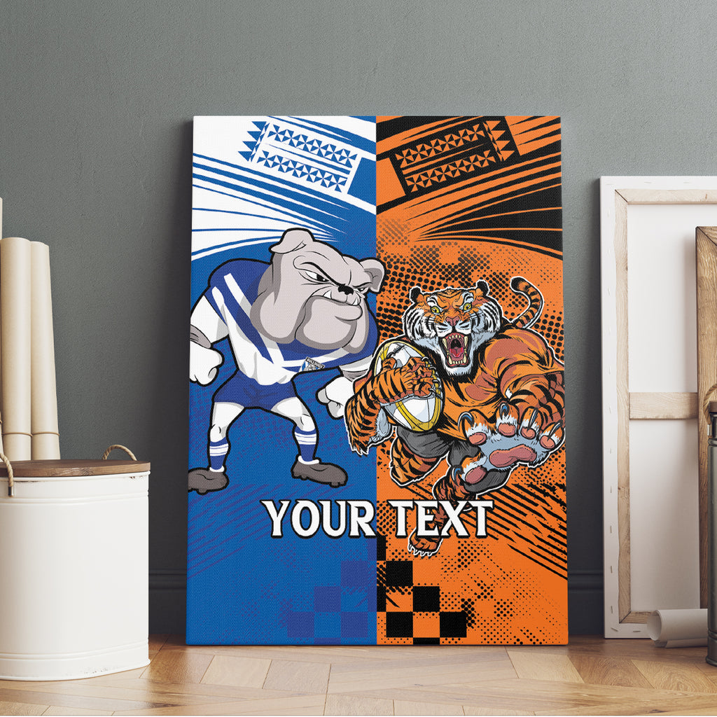 Custom Bulldogs and Tigers Canvas Wall Art Rugby Mascot With Sporty Style