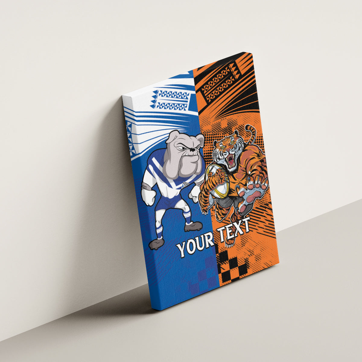 Custom Bulldogs and Tigers Canvas Wall Art Rugby Mascot With Sporty Style
