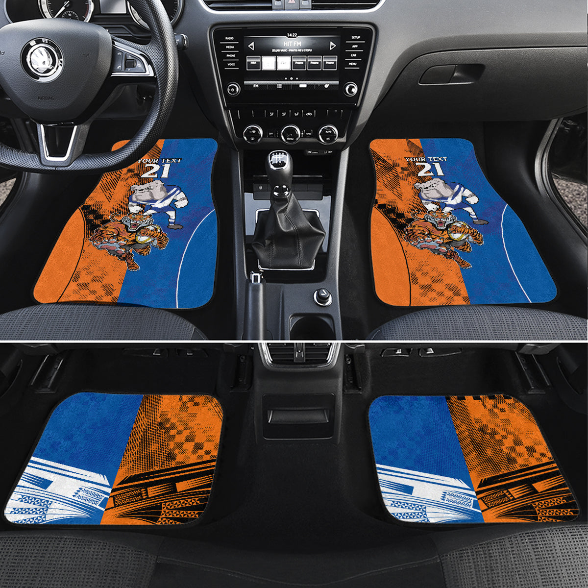 Custom Bulldogs and Tigers Car Mats Rugby Mascot With Sporty Style