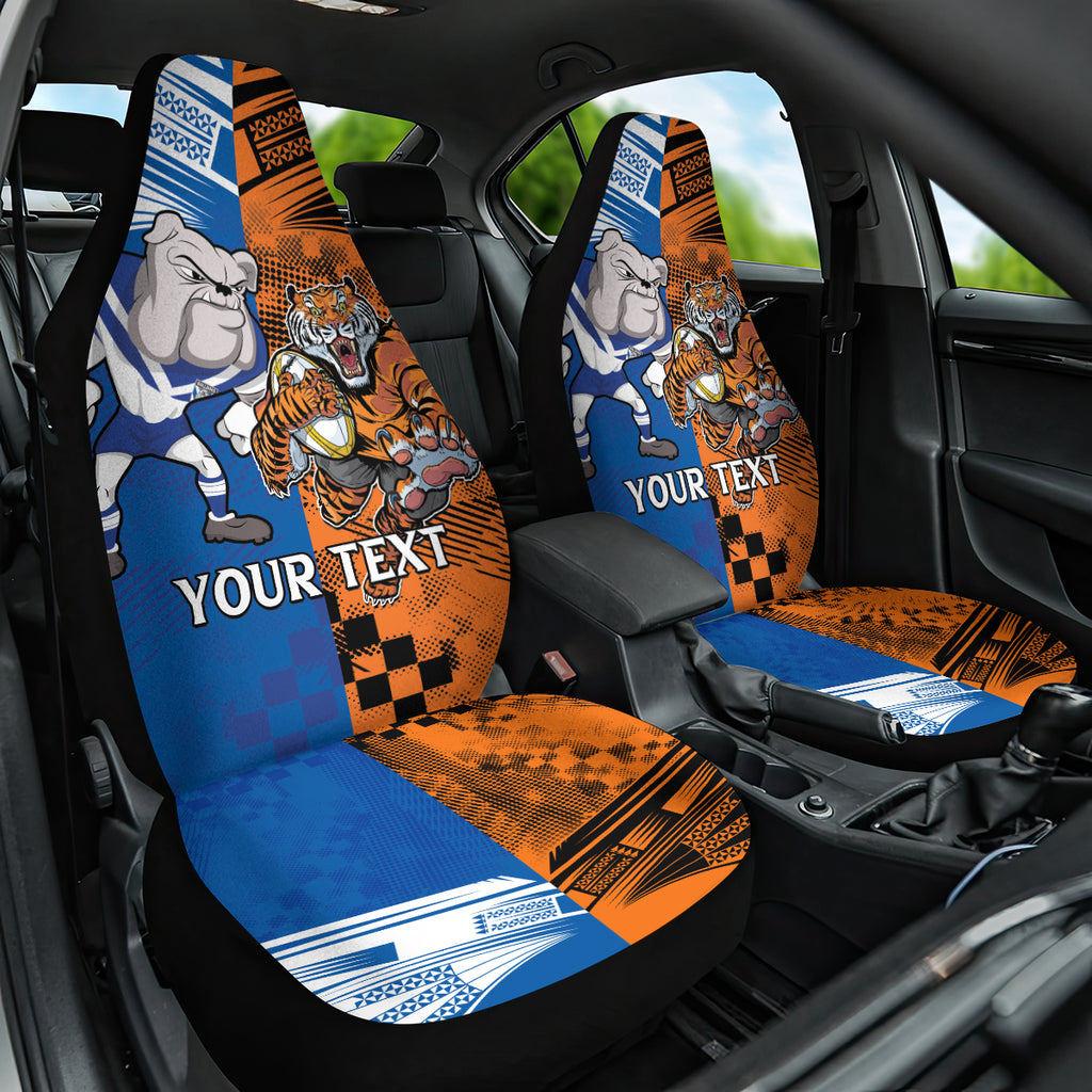 Custom Bulldogs and Tigers Car Seat Cover Rugby Mascot With Sporty Style