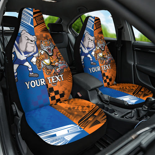 Custom Bulldogs and Tigers Car Seat Cover Rugby Mascot With Sporty Style