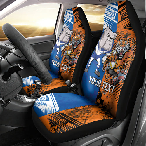 Custom Bulldogs and Tigers Car Seat Cover Rugby Mascot With Sporty Style